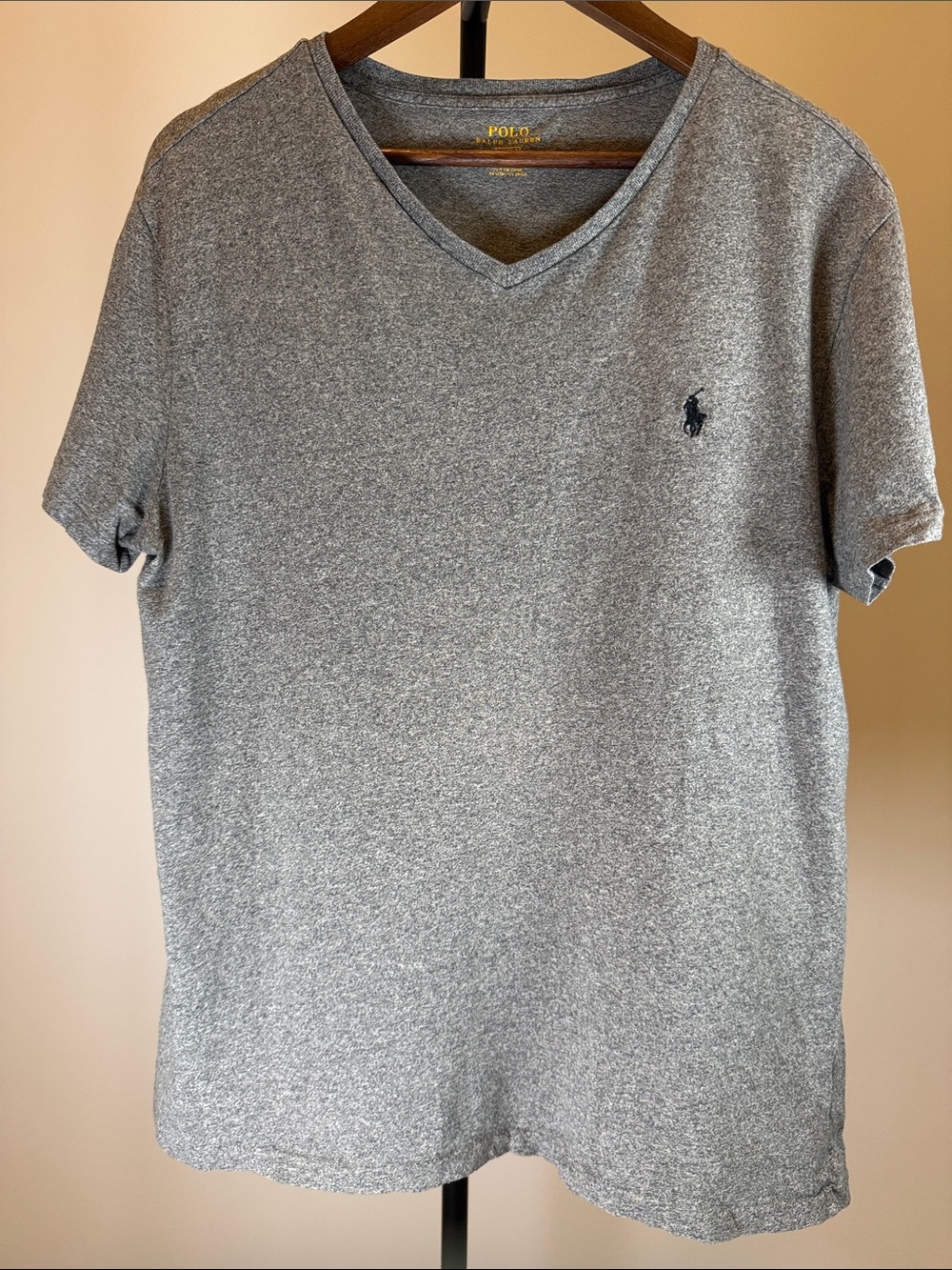 Ralph Lauren Heather Gray V-Neck Polo Tee | Size M
